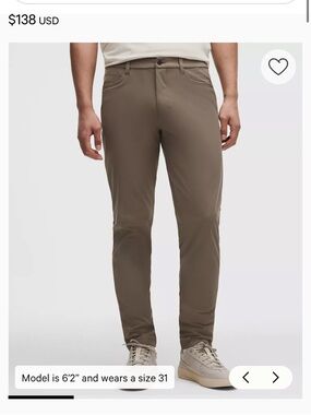 NWT Lululemon Men's ABC Slim-Fit 5 Pocket Pant 34x34